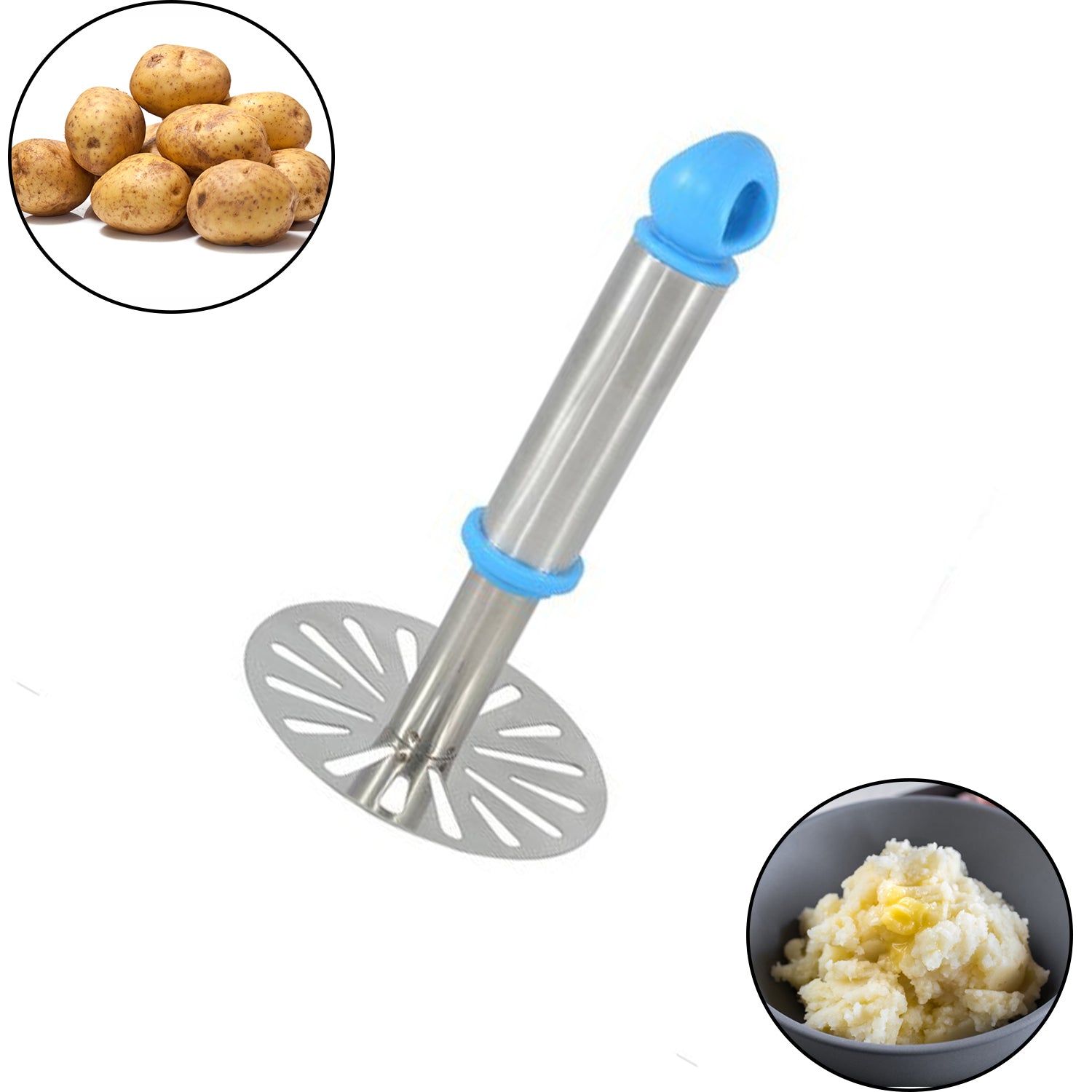 8123 Ganesh Potato/Pav Bhaji Masher with Plastic Handle, Silver & Plastic - Oval Pav Masher, Potato 1-Piece, Smasher Handle, Multicolor DeoDap 8123 Ganesh Potato/Pav Bhaji Masher with Plastic Handle, Silver & Plastic - Oval Pav Masher, Potato 1-Piece, Smasher Handle, Multicolor DeoDap